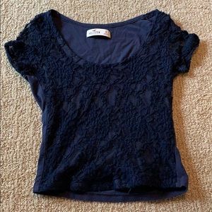Navy blue lace crop top